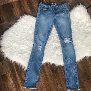 Paige skinny light wash distressed jeans